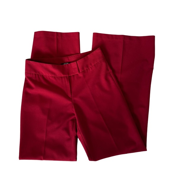 Jacob Size 5/6 Trousers Red Wide Leg Pants Business Chic Office Holiday Party - Picture 3 of 10